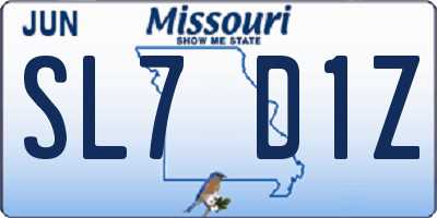 MO license plate SL7D1Z