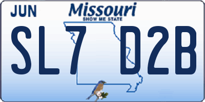 MO license plate SL7D2B