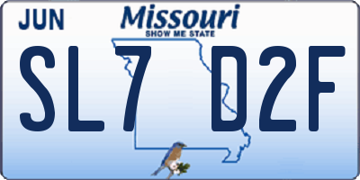 MO license plate SL7D2F