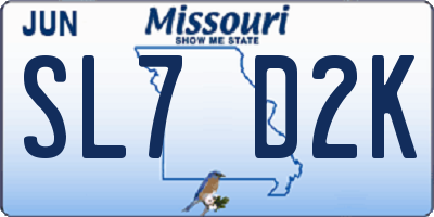 MO license plate SL7D2K