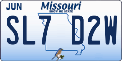 MO license plate SL7D2W