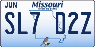 MO license plate SL7D2Z
