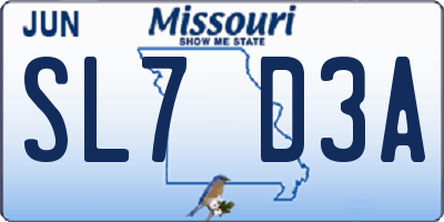MO license plate SL7D3A