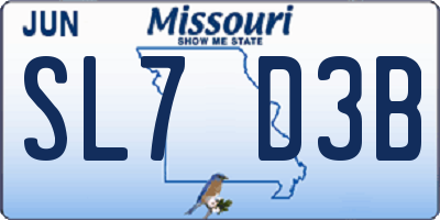 MO license plate SL7D3B