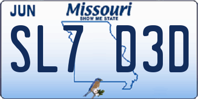 MO license plate SL7D3D
