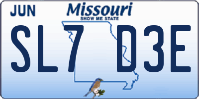 MO license plate SL7D3E