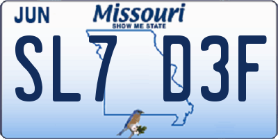 MO license plate SL7D3F