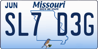 MO license plate SL7D3G