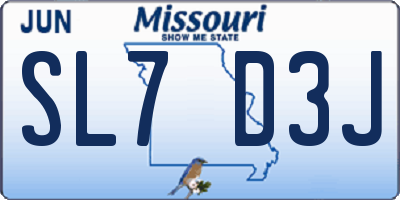 MO license plate SL7D3J