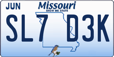 MO license plate SL7D3K
