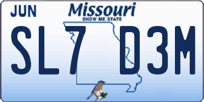 MO license plate SL7D3M