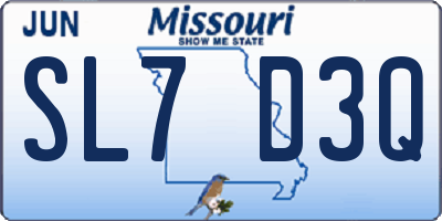 MO license plate SL7D3Q