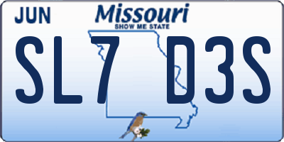 MO license plate SL7D3S