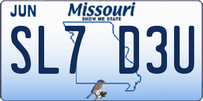 MO license plate SL7D3U
