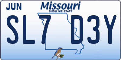 MO license plate SL7D3Y