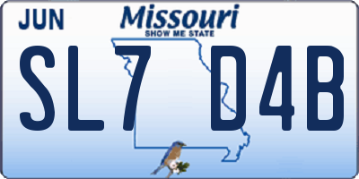 MO license plate SL7D4B