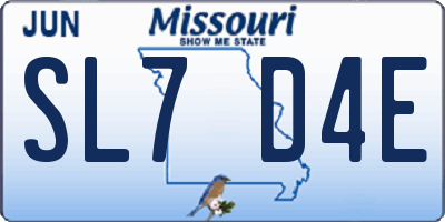 MO license plate SL7D4E