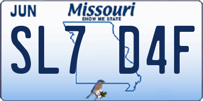 MO license plate SL7D4F
