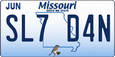 MO license plate SL7D4N