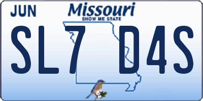 MO license plate SL7D4S