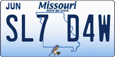 MO license plate SL7D4W