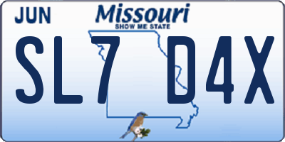 MO license plate SL7D4X