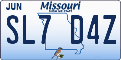 MO license plate SL7D4Z