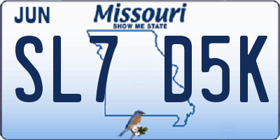 MO license plate SL7D5K