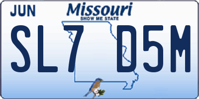 MO license plate SL7D5M