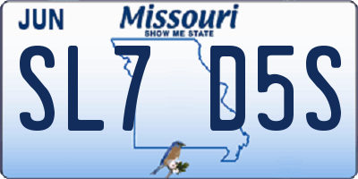 MO license plate SL7D5S