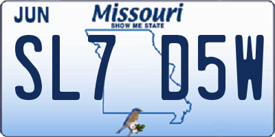 MO license plate SL7D5W