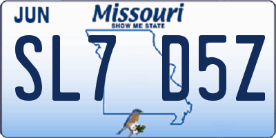 MO license plate SL7D5Z