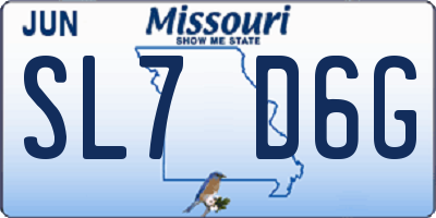 MO license plate SL7D6G