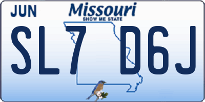 MO license plate SL7D6J