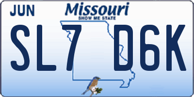 MO license plate SL7D6K