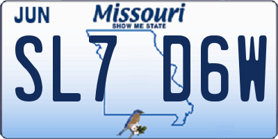 MO license plate SL7D6W