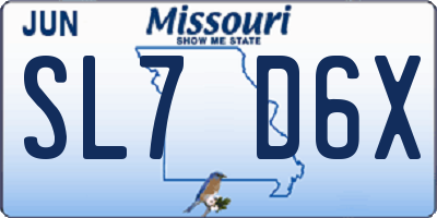 MO license plate SL7D6X