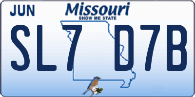 MO license plate SL7D7B