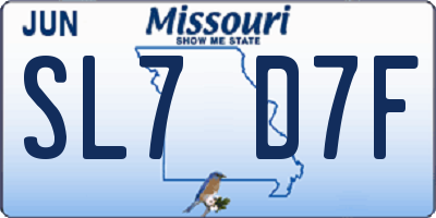 MO license plate SL7D7F