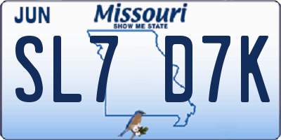 MO license plate SL7D7K