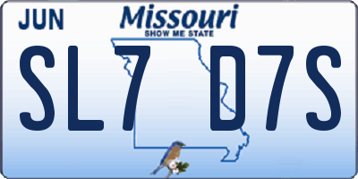 MO license plate SL7D7S