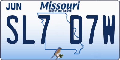 MO license plate SL7D7W