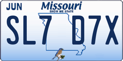 MO license plate SL7D7X