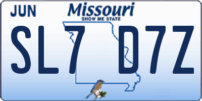 MO license plate SL7D7Z