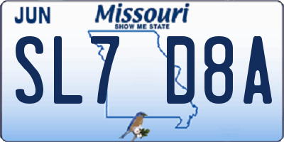 MO license plate SL7D8A
