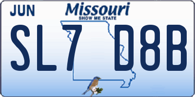 MO license plate SL7D8B