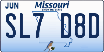 MO license plate SL7D8D