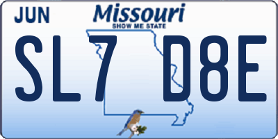 MO license plate SL7D8E