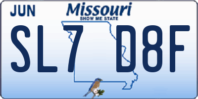 MO license plate SL7D8F
