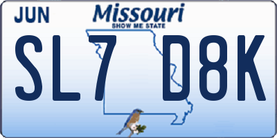 MO license plate SL7D8K
